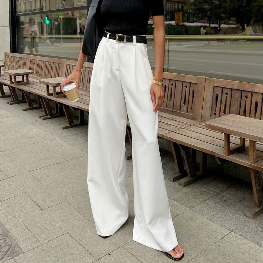 White High-waist Trousers Fashion Loose Casual Pants free delivery
