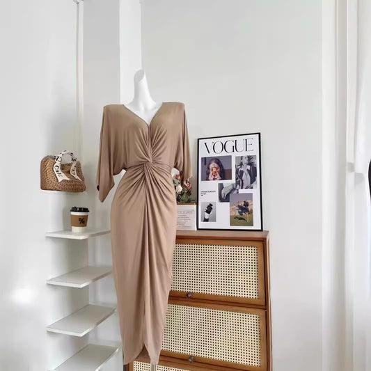 Summer Lazy Dress French Elegant Knitted Dress free delivery