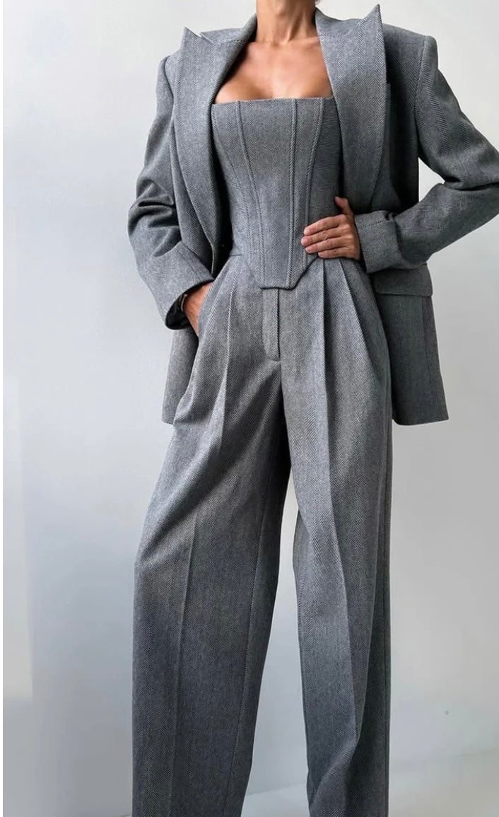 A Business Women's Suit Set - Elegant Blazer + Skirt + Pants Three-Piece | Free Delivery
