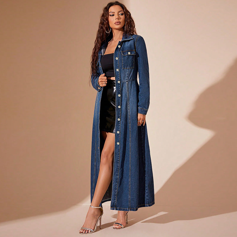 A Denim Button Cardigan Jacket Dress - Women's Versatile Fashion with Free Delivery