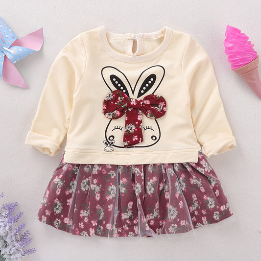 Autumn children female children 0-1-3-5 years old baby girl skirt dress long sleeved women age children skirt free delivery