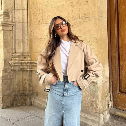 A European And American Style Women's Short Cut Windbreaker free delivery