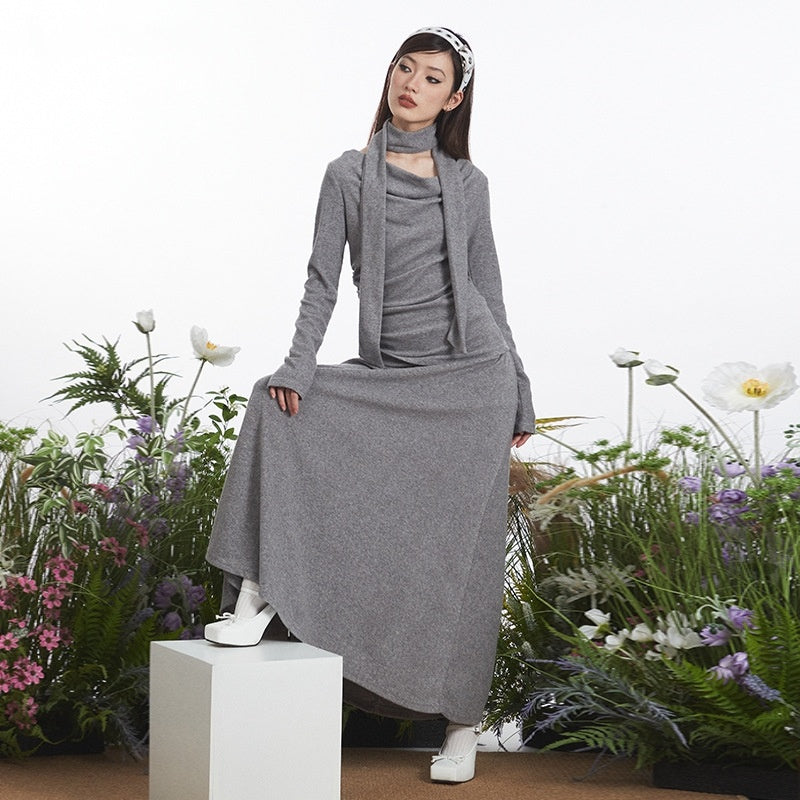 A European And American High Class Elegant Scarf Top Women's Long Sleeve free delivery