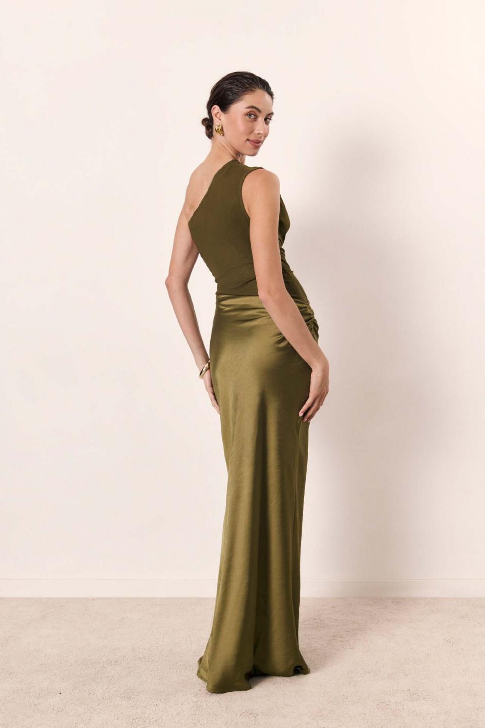 A Crossbody Pleated Satin Skirt - Elegant Women's Fashion with Free Delivery