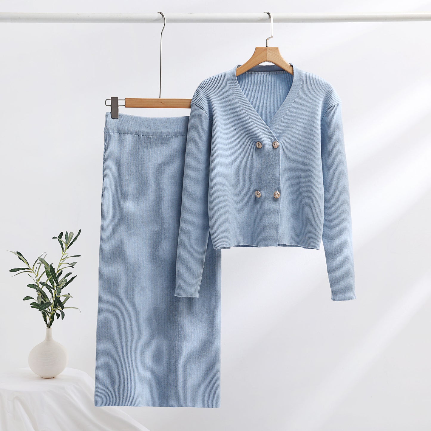 A Knitted Long Sleeve Sweater Women's Skirt free delivery