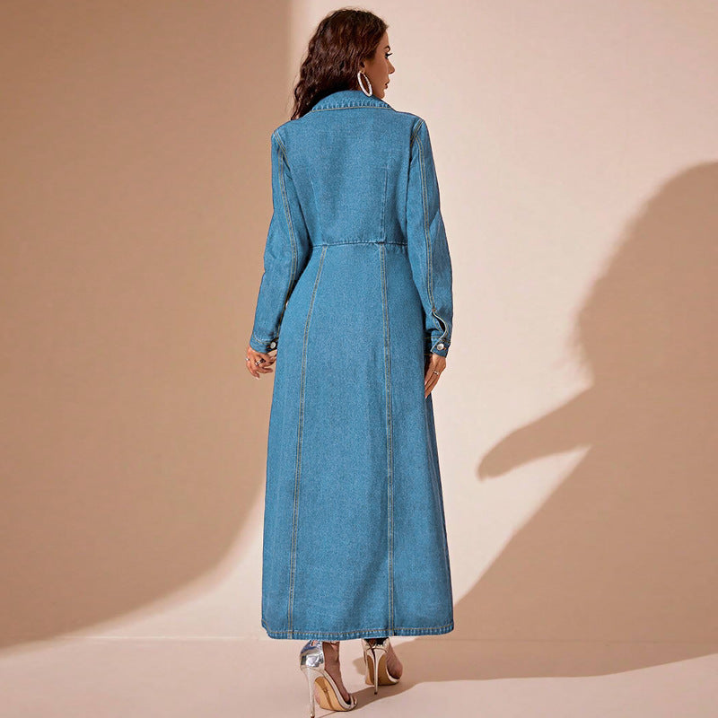 A Denim Button Cardigan Jacket Dress - Women's Versatile Fashion with Free Delivery