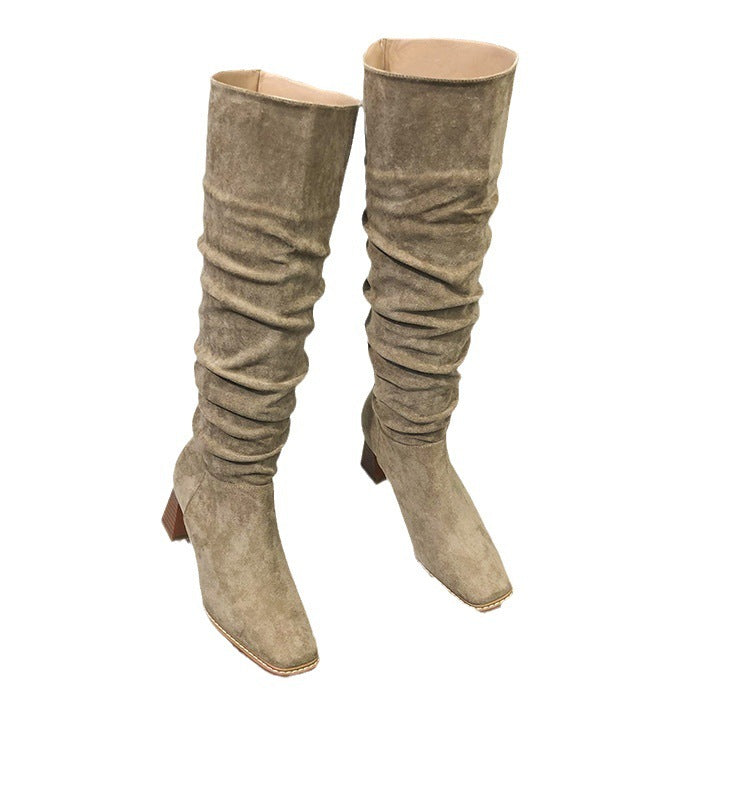 A Women's Fashion Casual Thick Heel High Leg Boot free delivery
