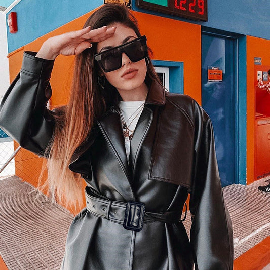A Leather coat locomotive windbreaker free delivery