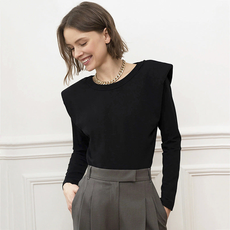 Shoulder pad high waist long sleeve top
