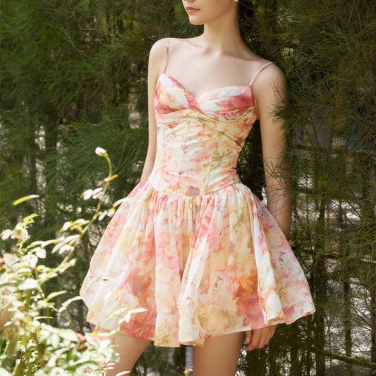 A Women's Fashion Corset Style Camisole Print Dress free delivery