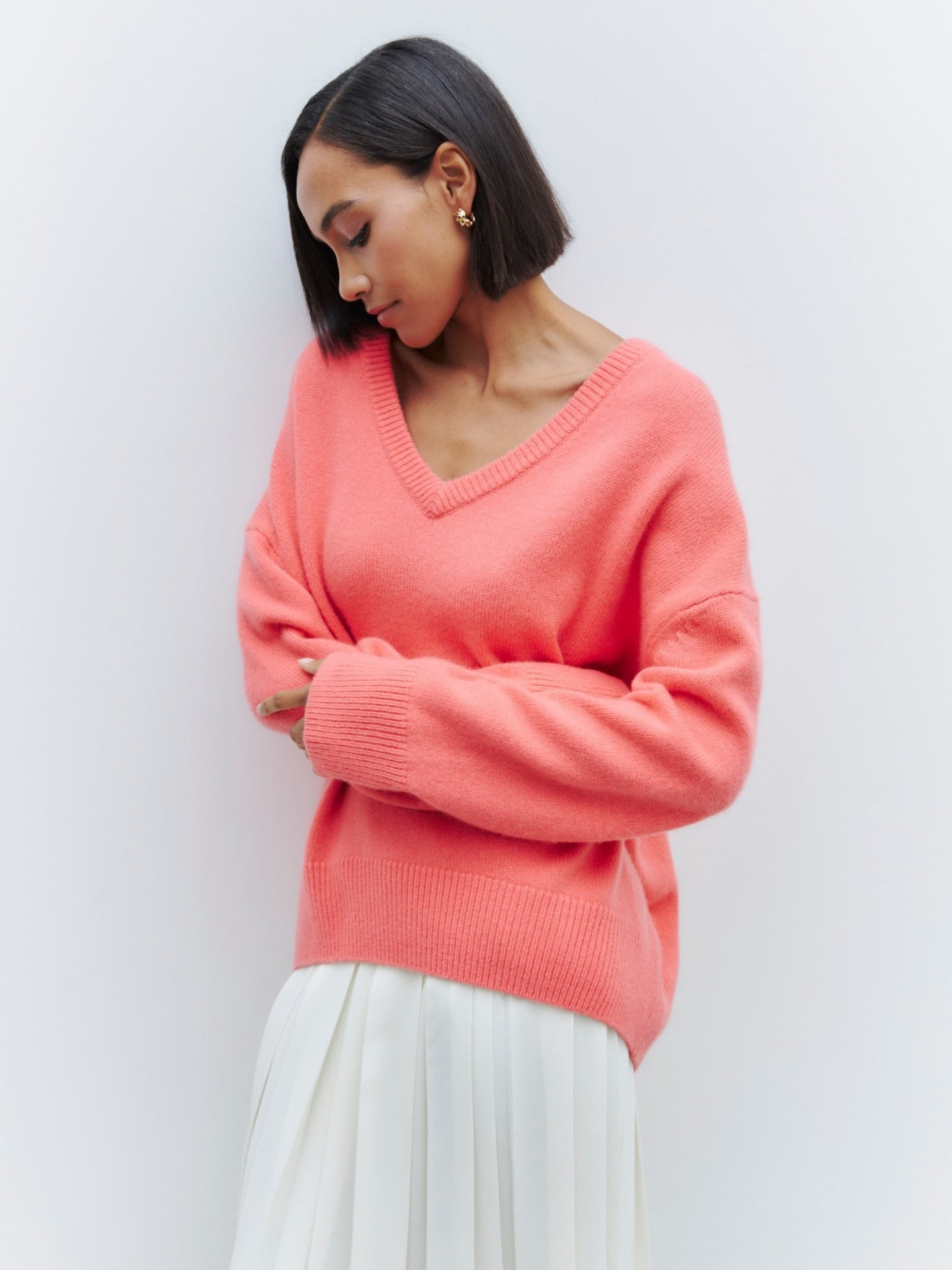 A Internet Hot Sweater V-neck Loose Long Sleeve free delivery