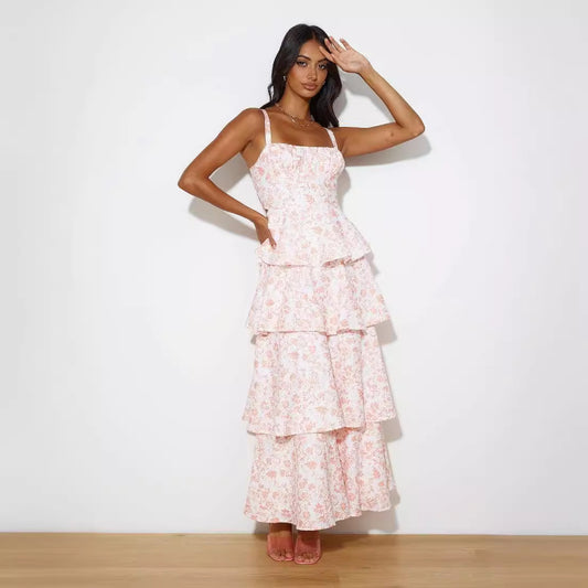 A Women's Printed Sling Layered Dress free delivery