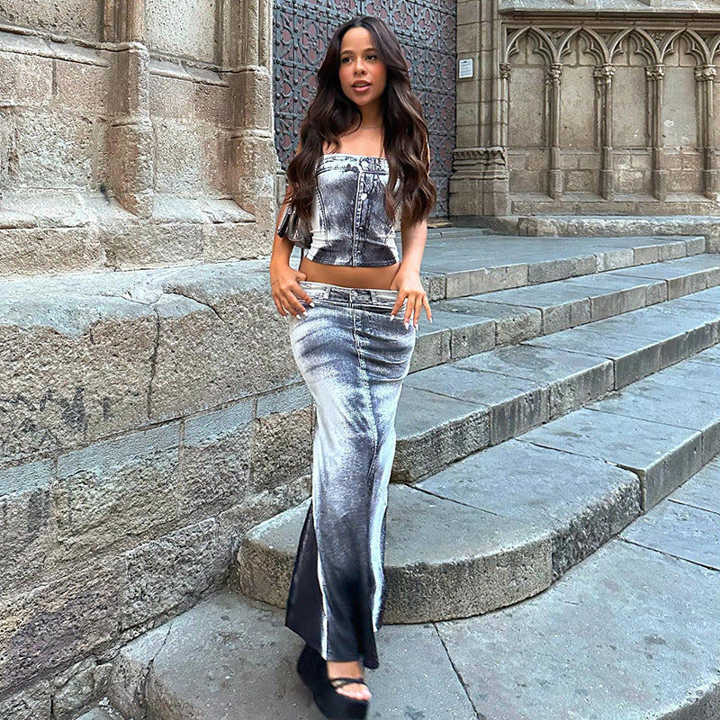 A European And American-style Slim-fit Sheath Split Skirt free delivery