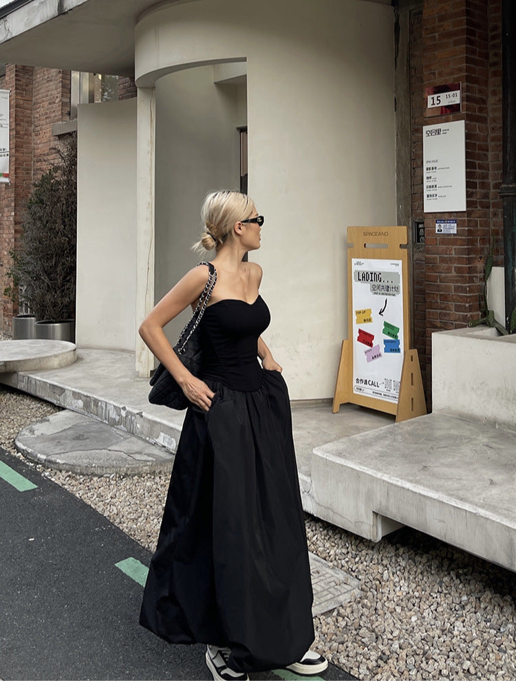 A High Elastic Waist Casual Loose Temperament A- Line Skirt free delivery