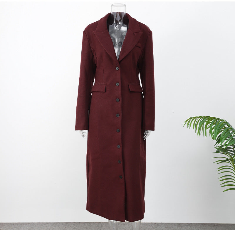 A Long Button Coat Jacket European And American Double-breasted Winter Premium Coat free delivery