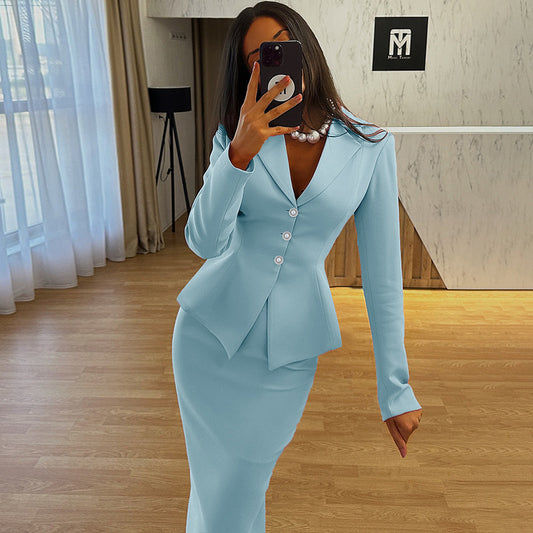 A Temperament Commute Slim Basic Waist Skirt Suit Suit free delivery