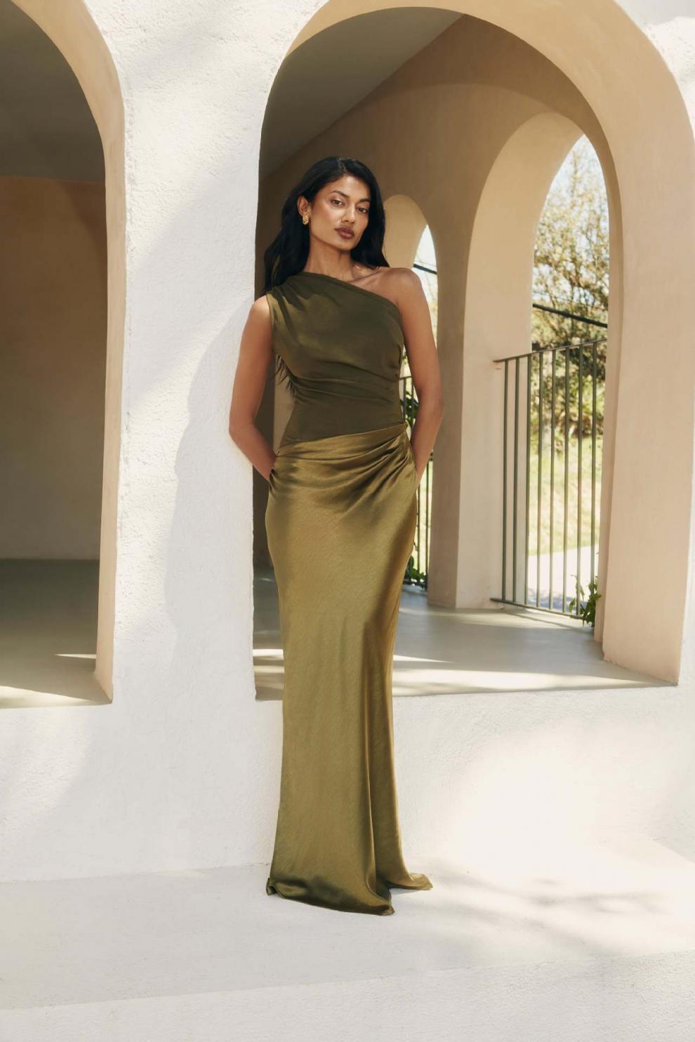A Crossbody Pleated Satin Skirt - Elegant Women's Fashion with Free Delivery