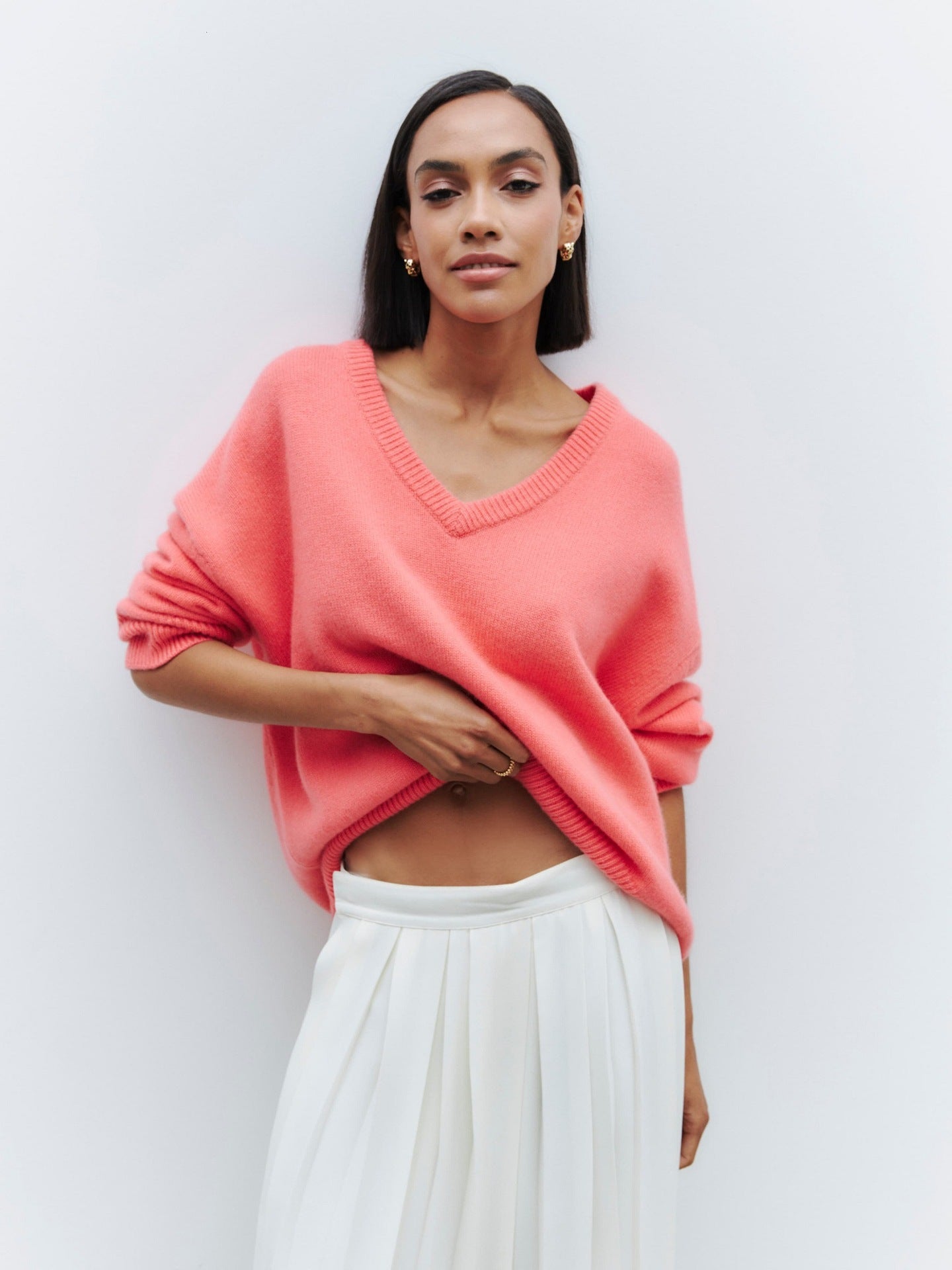 A Internet Hot Sweater V-neck Loose Long Sleeve free delivery
