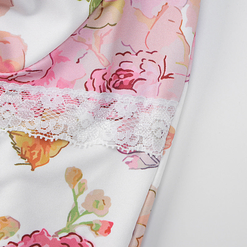 A Fashion Printed Backless Sling Dress free delivery