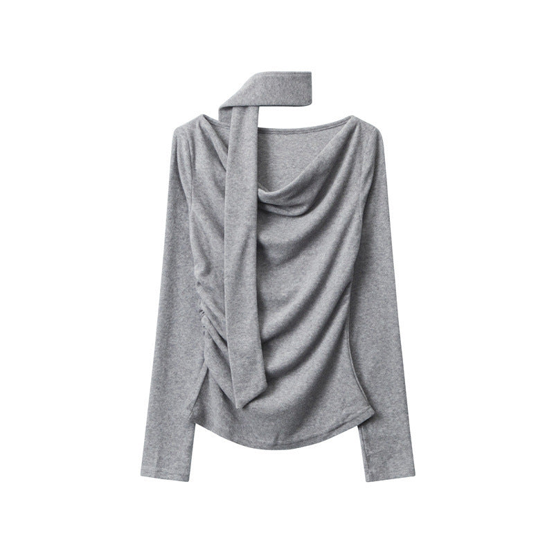 A European And American High Class Elegant Scarf Top Women's Long Sleeve free delivery