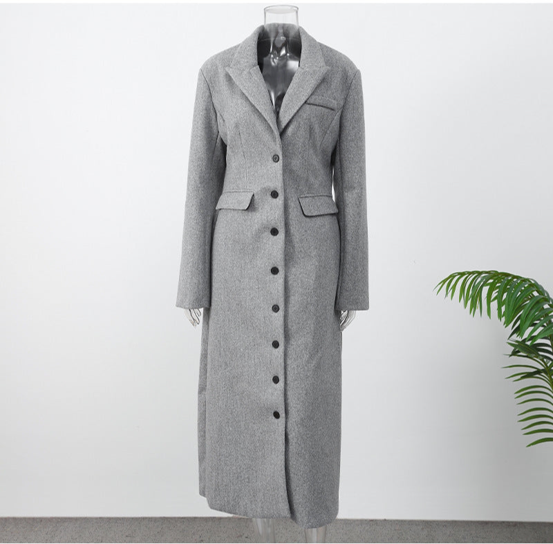 A Long Button Coat Jacket European And American Double-breasted Winter Premium Coat free delivery