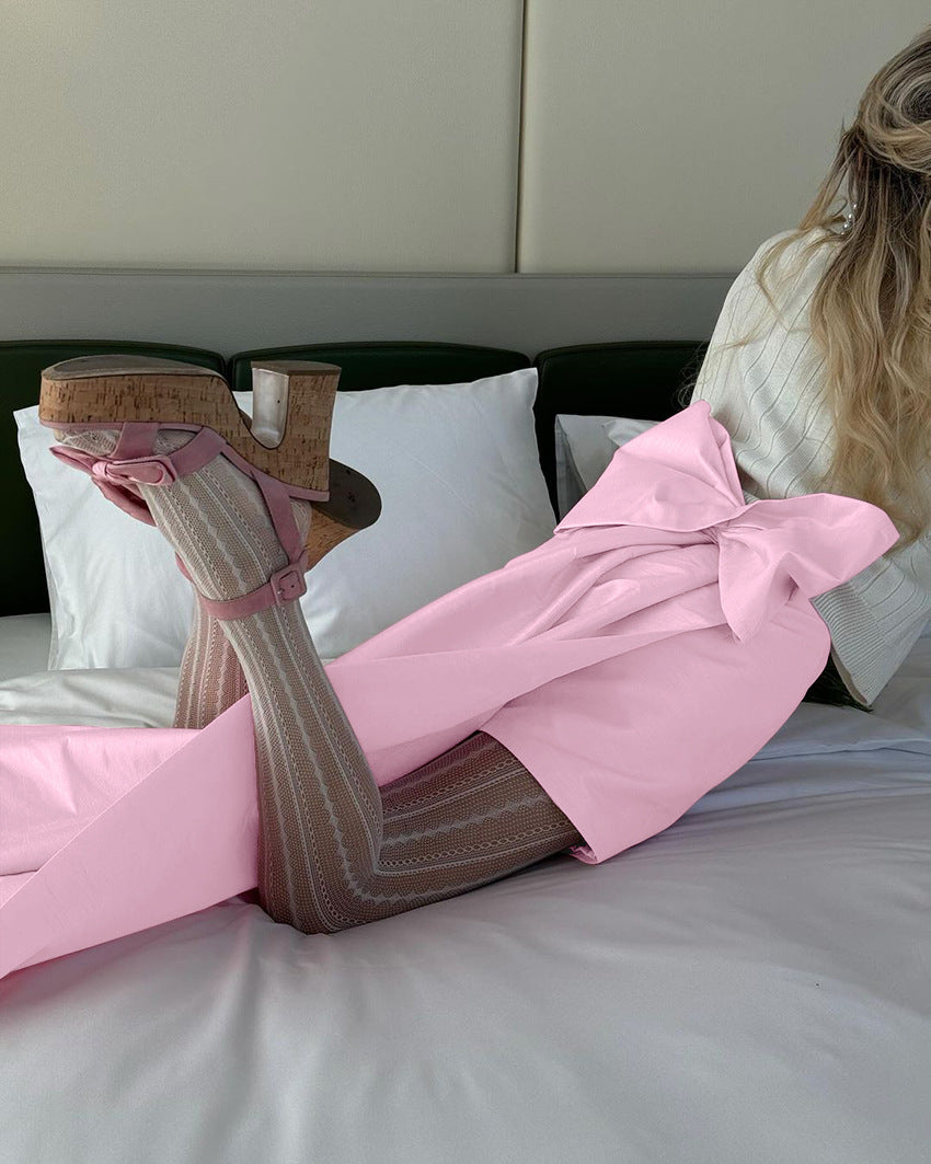 A Matte Bow Straight Skirt Short free delivery