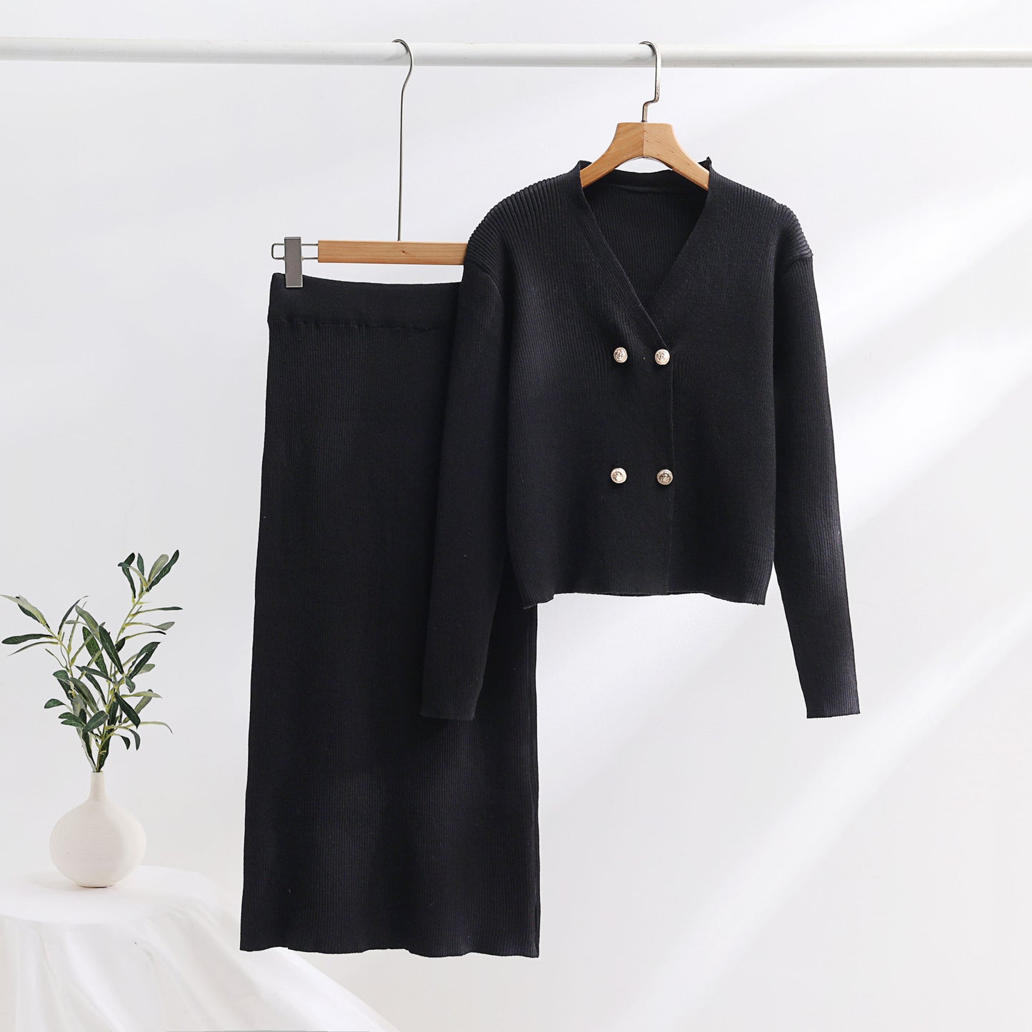 A Knitted Long Sleeve Sweater Women's Skirt free delivery