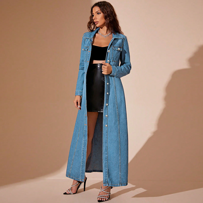 A Denim Button Cardigan Jacket Dress - Women's Versatile Fashion with Free Delivery