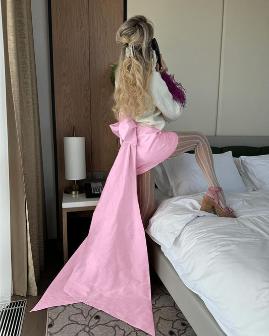 A Matte Bow Straight Skirt Short free delivery