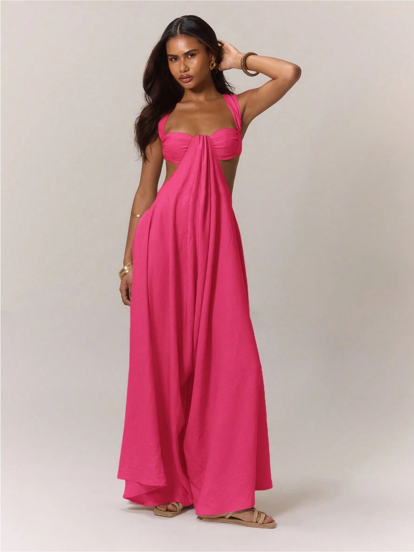 A European And American Leisure Tied Spaghetti-strap Trendy Jumpsuit free delivery