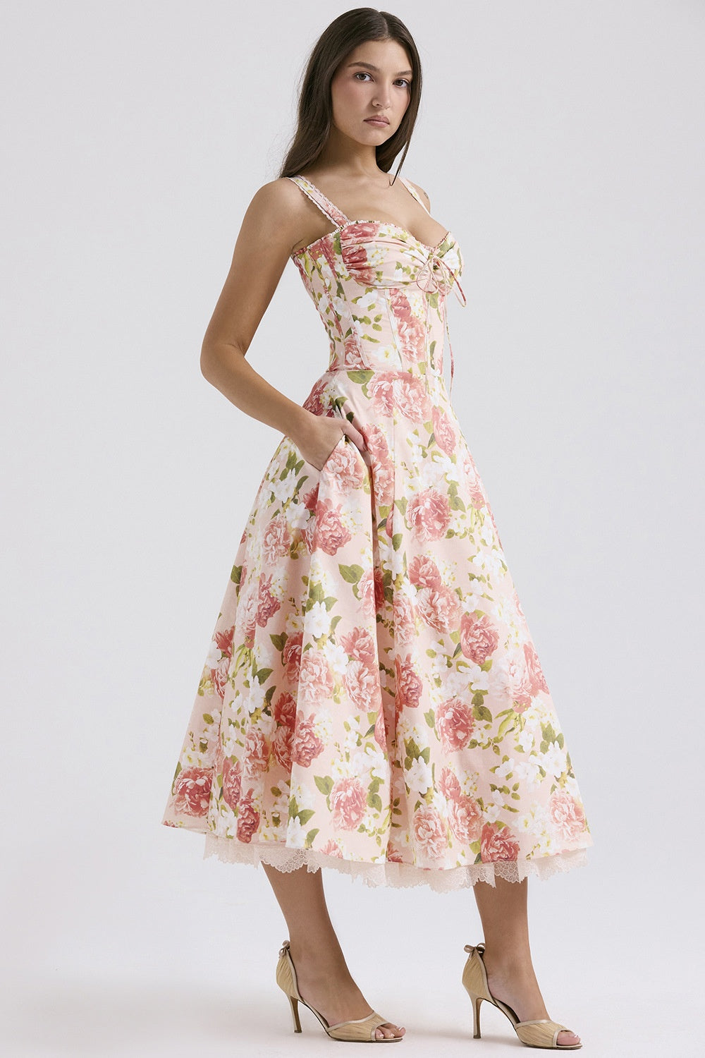 A Floral Series French Strap Gentle Dress free delivery
