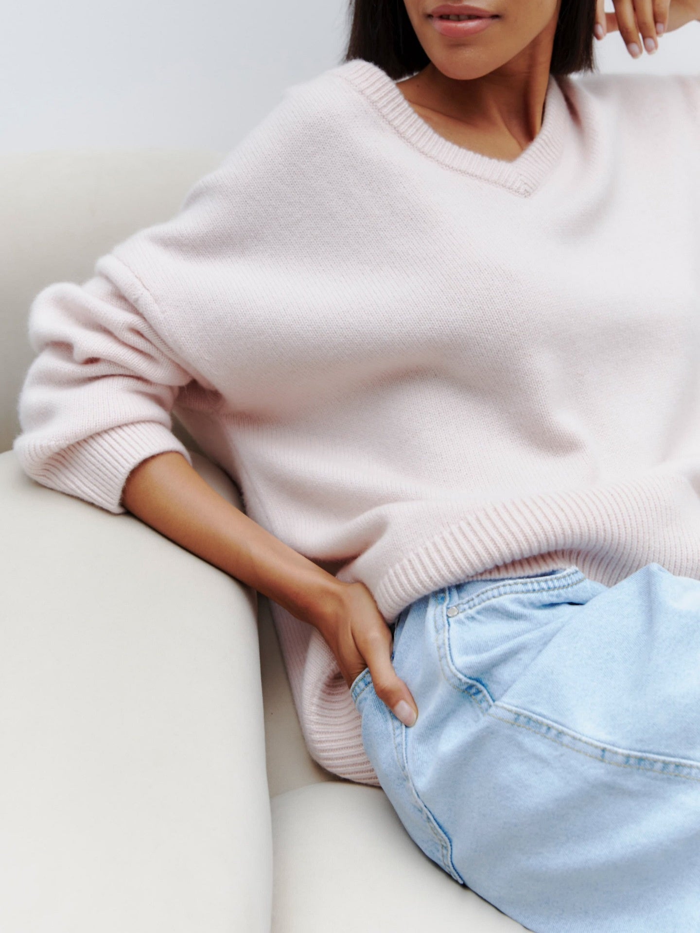 A Internet Hot Sweater V-neck Loose Long Sleeve free delivery