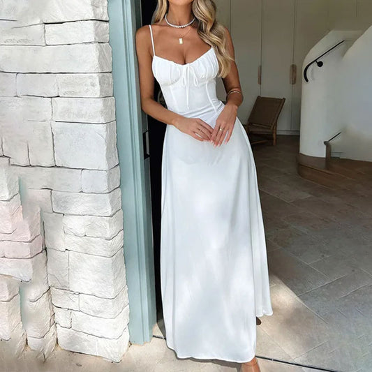 A Elegant Lace-Up Backless A-Line Dress - Women's Cross-Border Fashion with Free Delivery