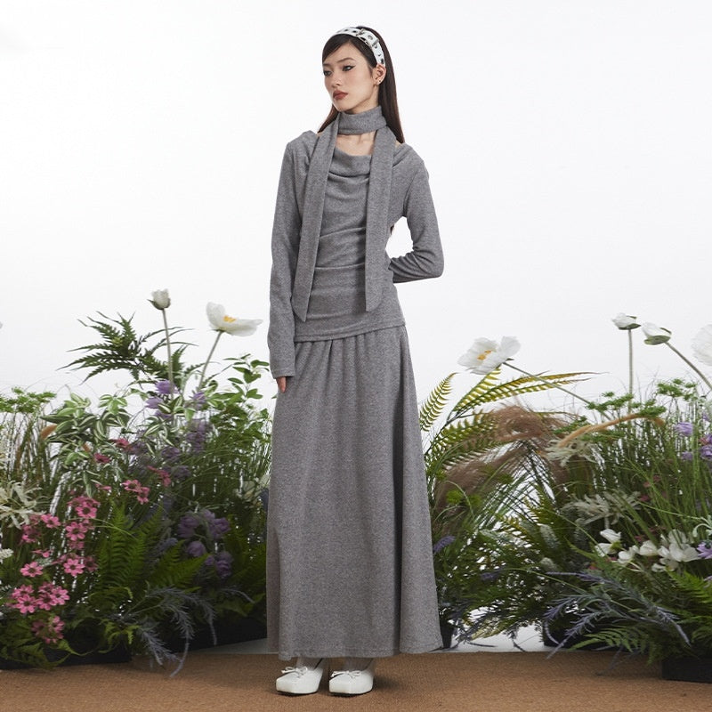 A European And American High Class Elegant Scarf Top Women's Long Sleeve free delivery