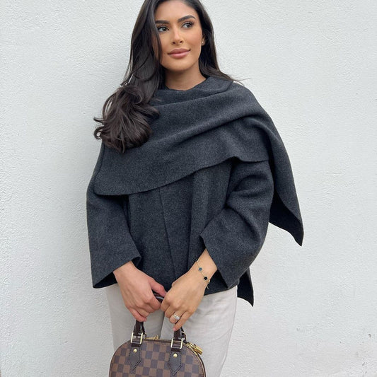 A Women's Loose Casual Cape Knitted Sweater Coat free delivery