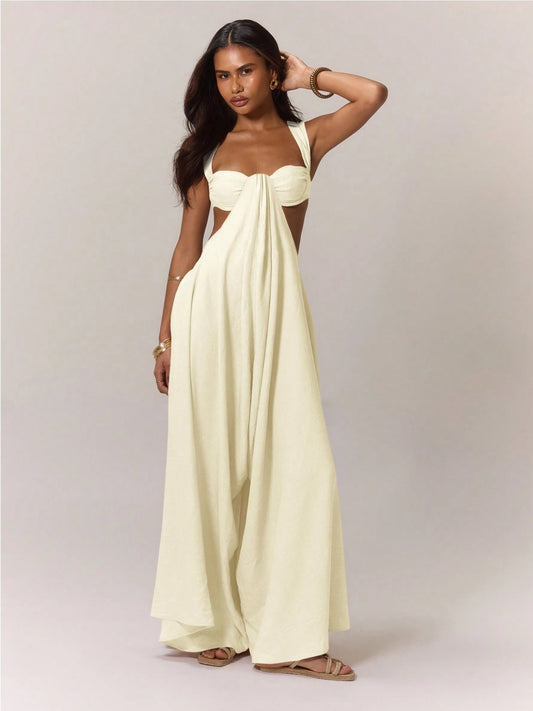 A European And American Leisure Tied Spaghetti-strap Trendy Jumpsuit free delivery