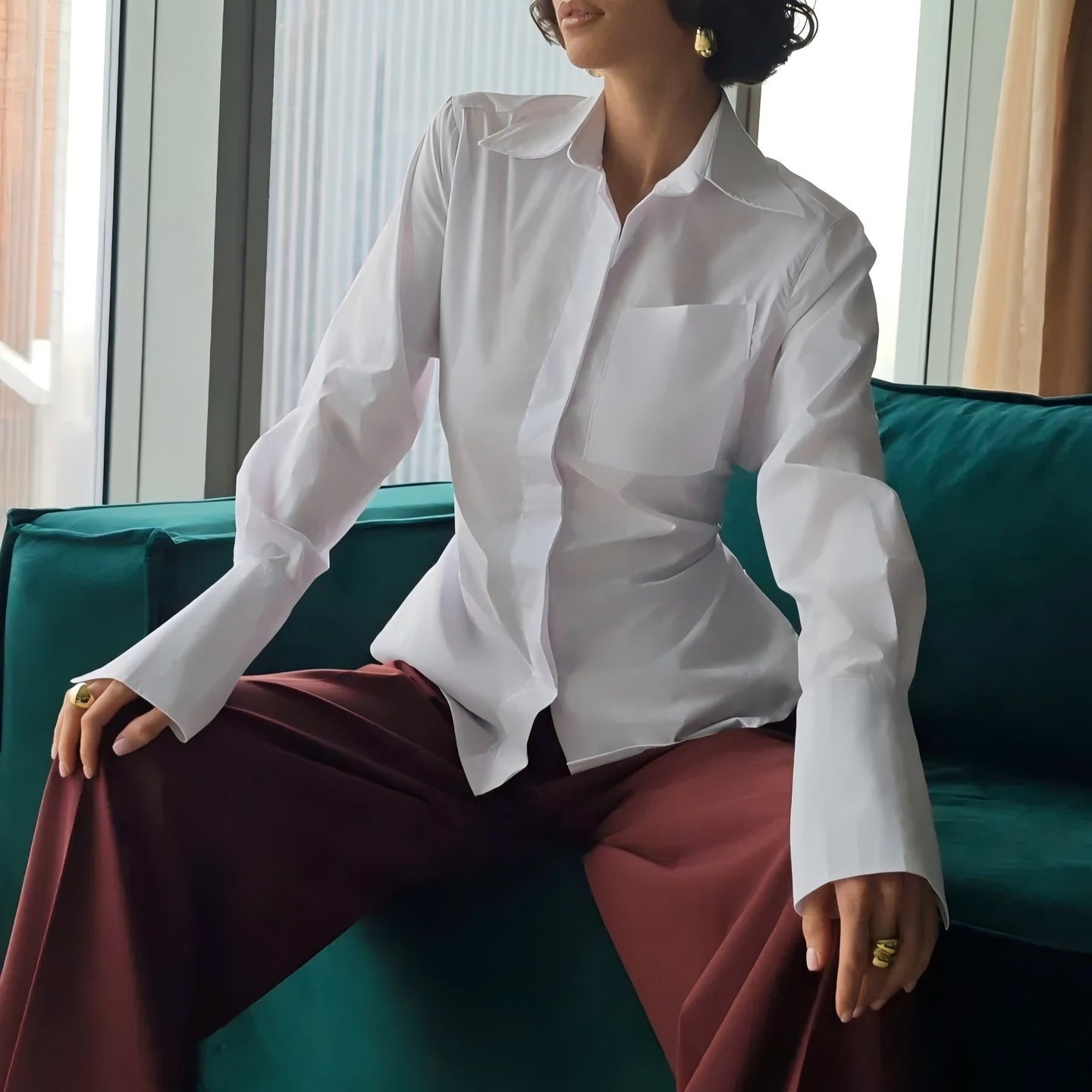 A Lapel Shirt Fashion Suit Women's Top free delivery