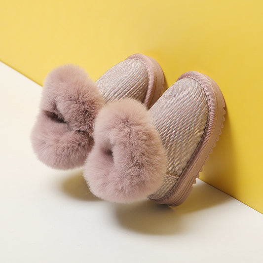Female Baby Boots 1 To 3 Years Old Boys Cotton Shoes Children Girls Winter Soft-soled Children's Toddler Shoes free delivery