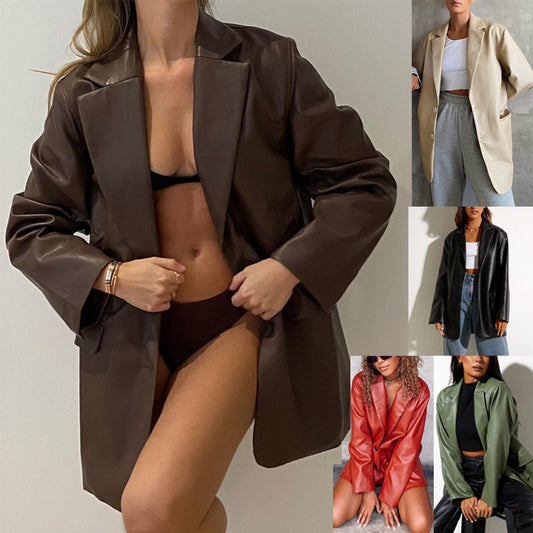 European And American Leather Coat Warm Suit free delivery