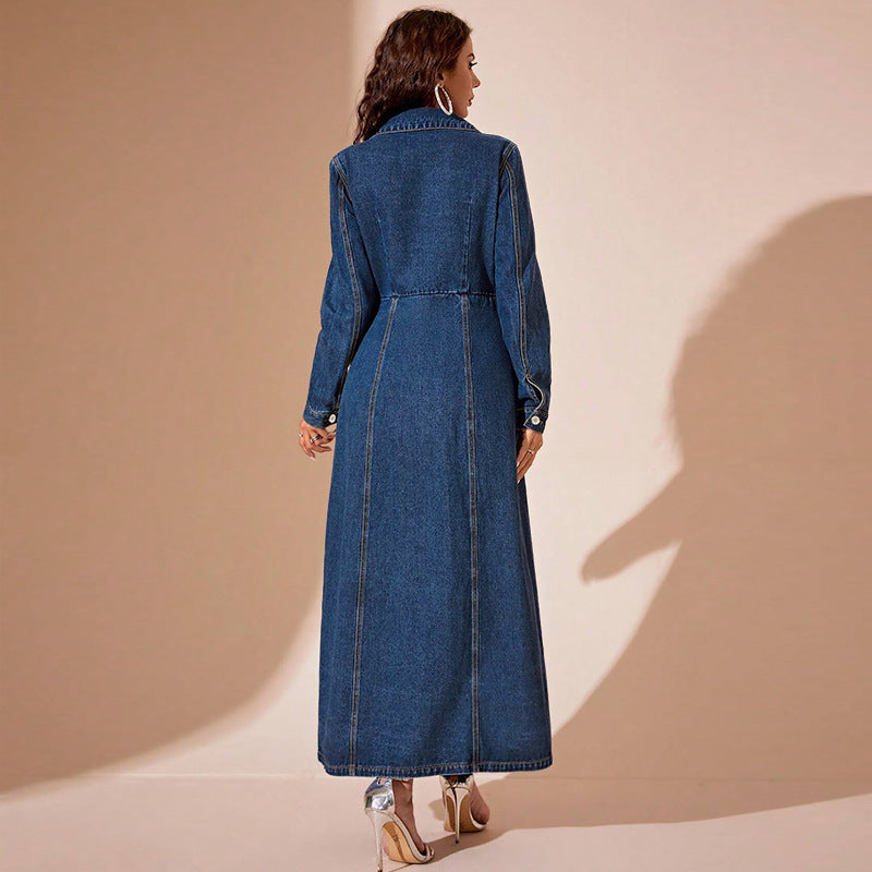A Denim Button Cardigan Jacket Dress - Women's Versatile Fashion with Free Delivery