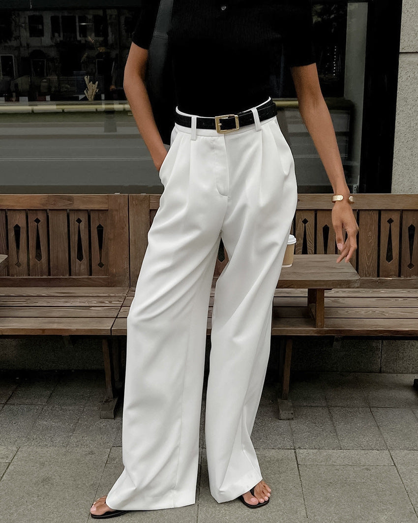 White High-waist Trousers Fashion Loose Casual Pants free delivery