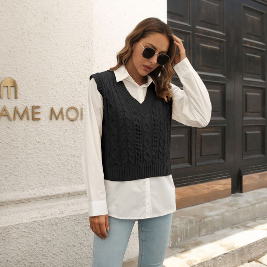 A Twist Women's Knitted Vest Sweater free delivery
