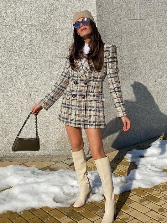 A Women's Plaid Suit Set - Skirt & Pants