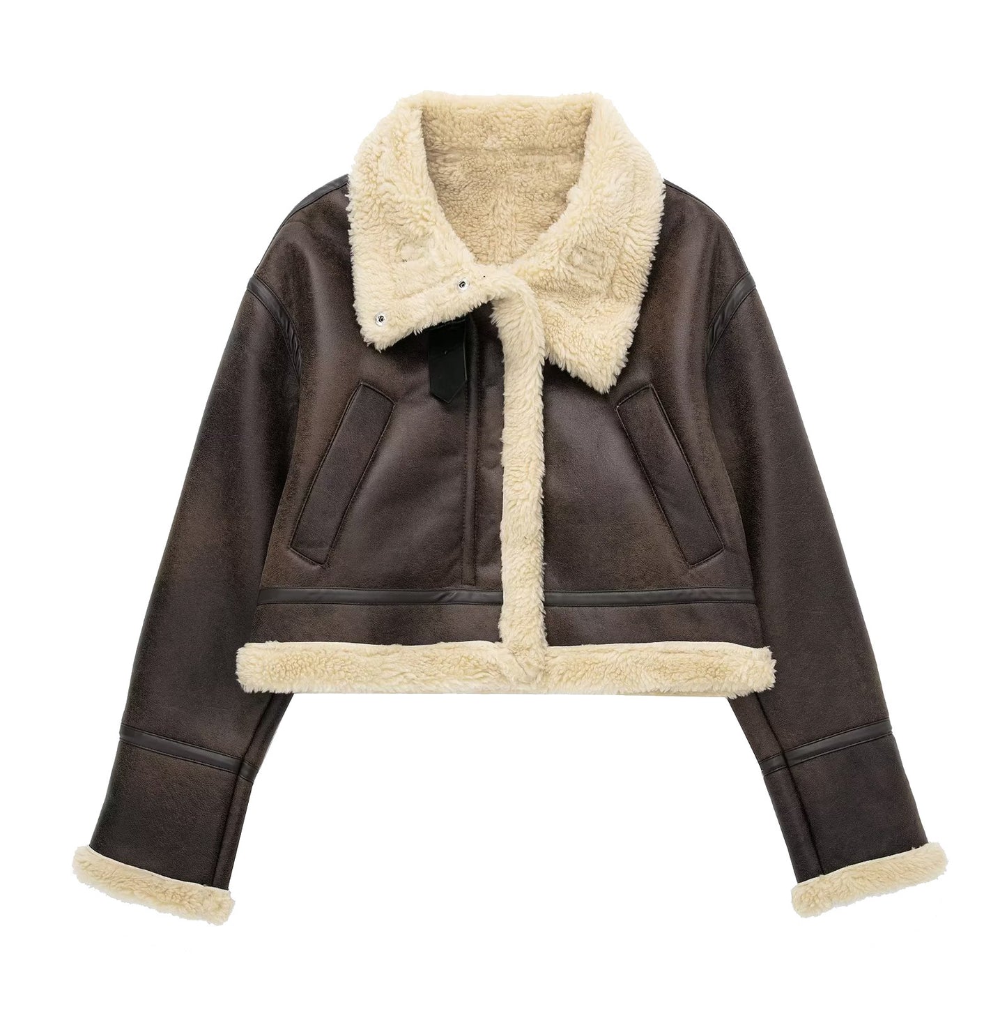 A Women's French Fashion Versatile Short Reversible Fleece Jacket